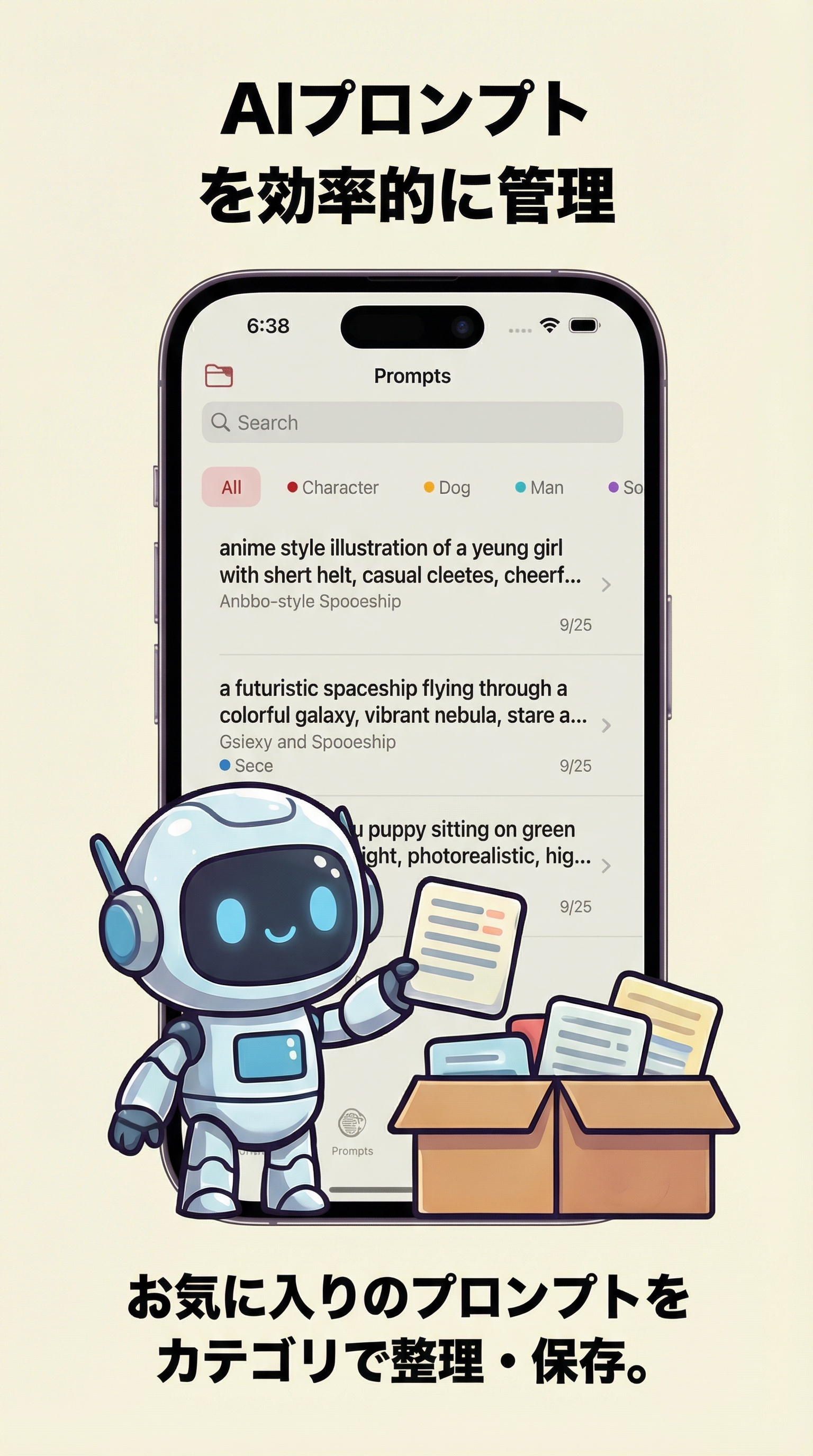 AIプロンプトを効率的に管理 - プロンプトメモのカテゴリ整理機能